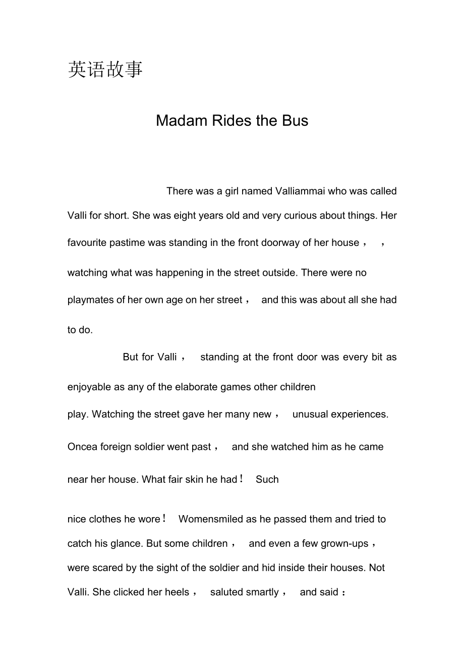 英语故事-MadamRidestheBus_第1页