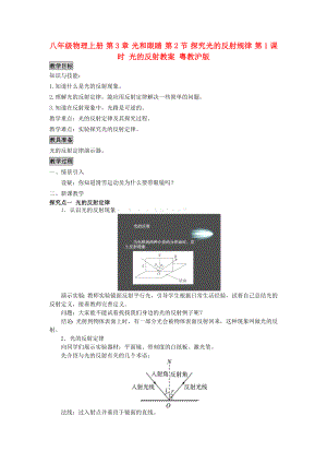 八年級(jí)物理上冊(cè) 第3章 光和眼睛 第2節(jié) 探究光的反射規(guī)律 第1課時(shí) 光的反射教案 粵教滬版