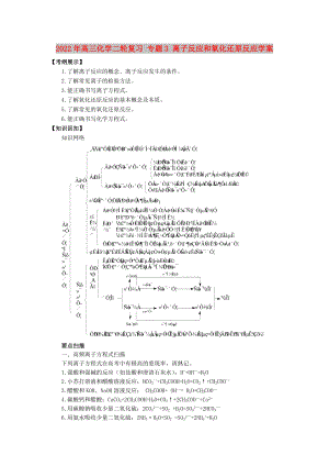 2022年高三化學(xué)二輪復(fù)習(xí) 專題3 離子反應(yīng)和氧化還原反應(yīng)學(xué)案