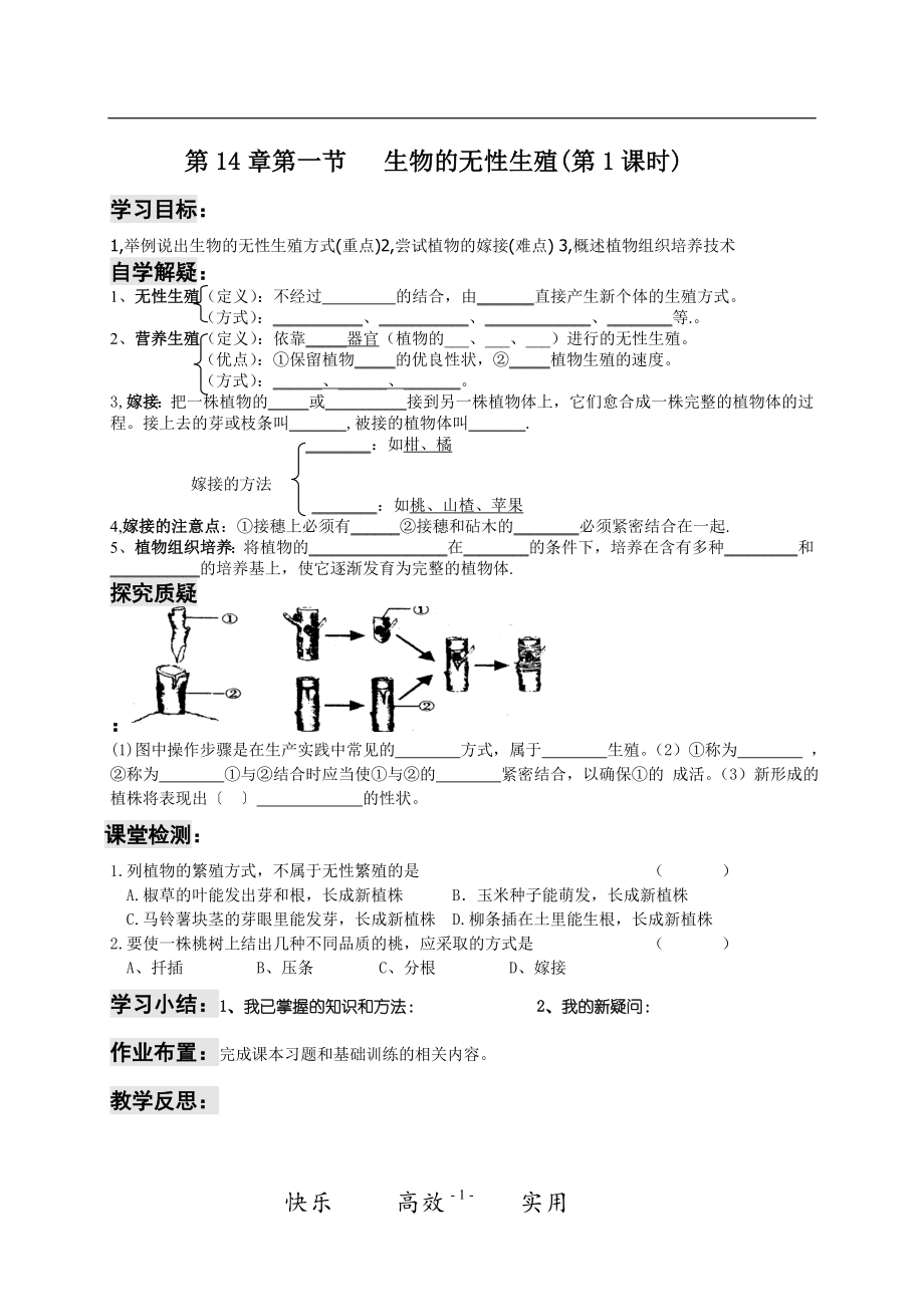 八年级上册苏教版生物导学案全册_第1页