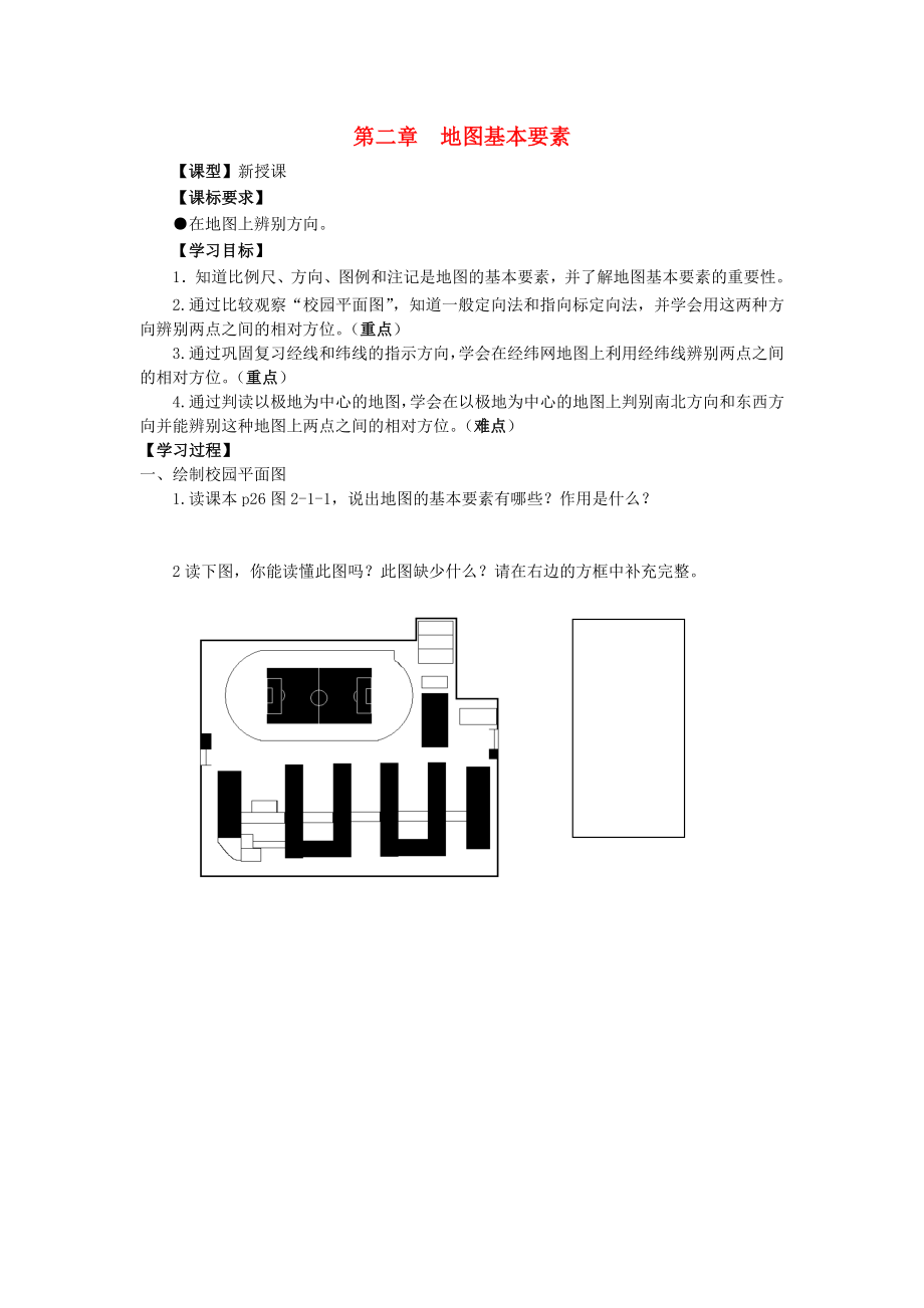 2020七年級地理上冊 第二章 第一節(jié) 地圖的基本要素導(dǎo)學(xué)案（無答案） 商務(wù)星球版_第1頁