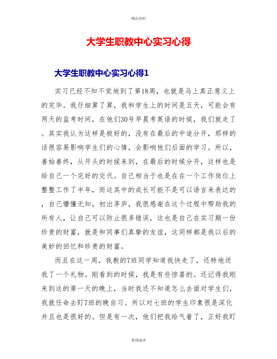 大学生职教中心实习心得_第1页