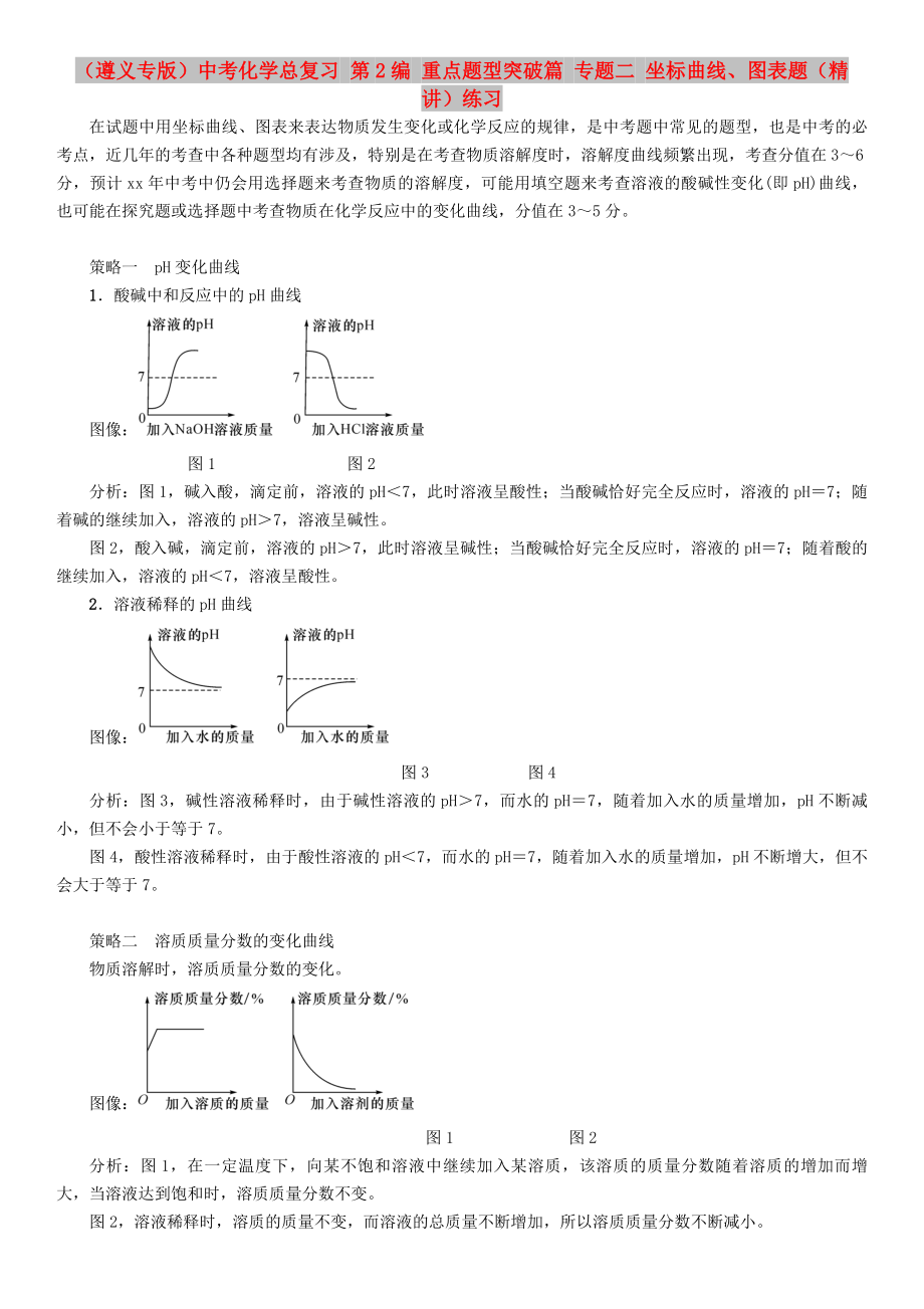 （遵義專版）中考化學總復習 第2編 重點題型突破篇 專題二 坐標曲線、圖表題（精講）練習_第1頁