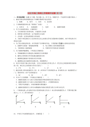 2022年高二物理上學(xué)期期中試題 文 (I)