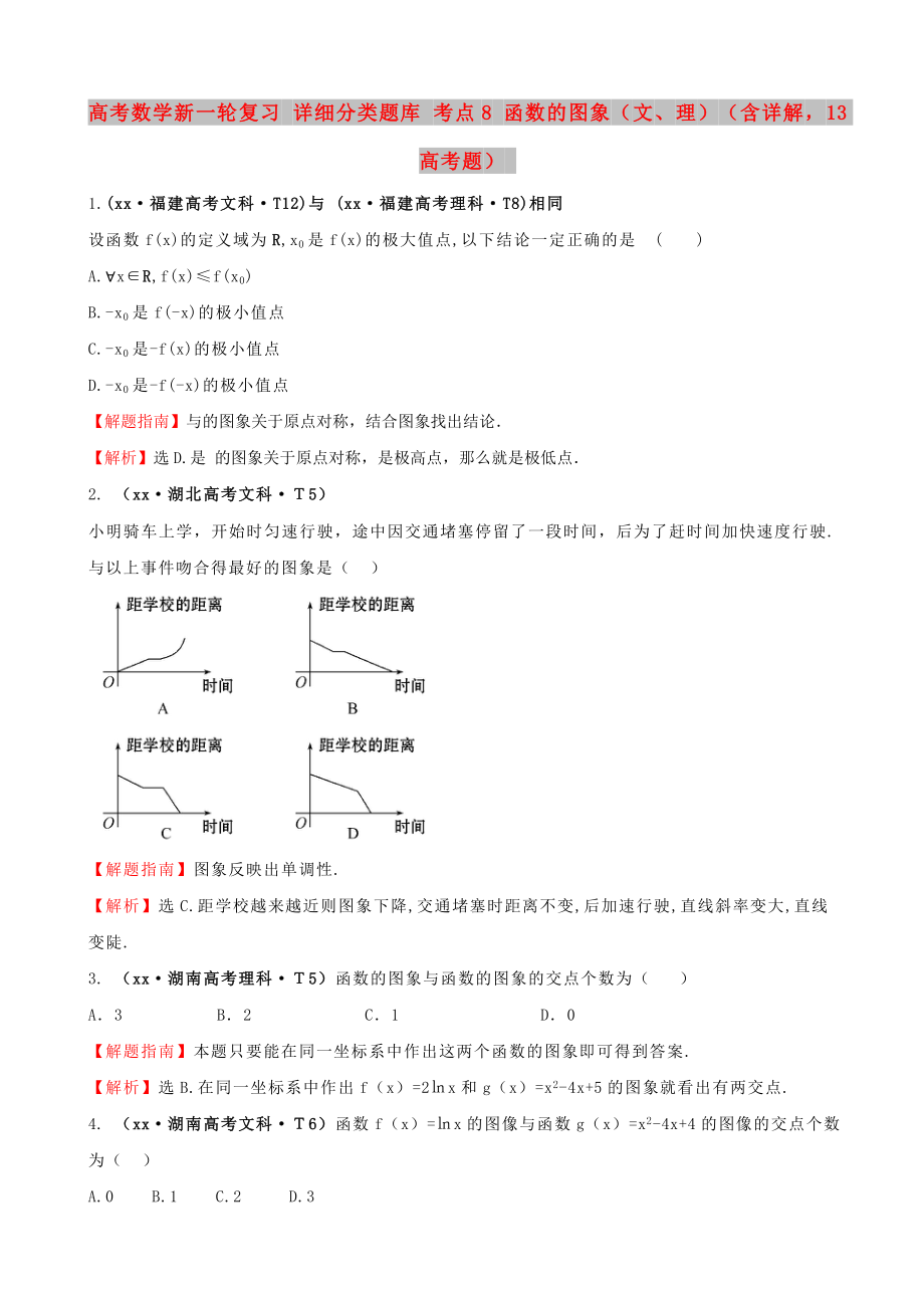 高考數(shù)學(xué)新一輪復(fù)習(xí) 詳細(xì)分類題庫 考點(diǎn)8 函數(shù)的圖象（文、理）（含詳解13高考題）_第1頁