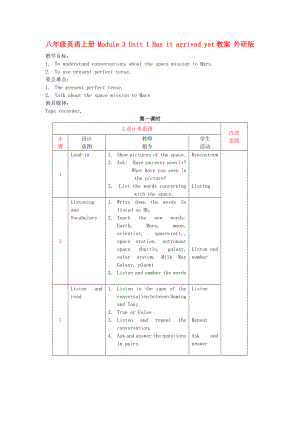 八年級英語上冊 Module 3 Unit 1 Has it arrived yet教案 外研版