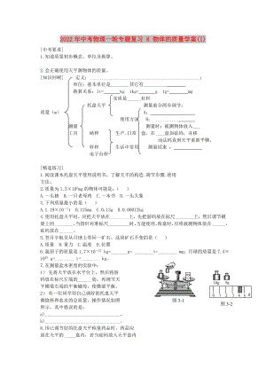 2022年中考物理一輪專題復(fù)習(xí) 8 物體的質(zhì)量學(xué)案(I)