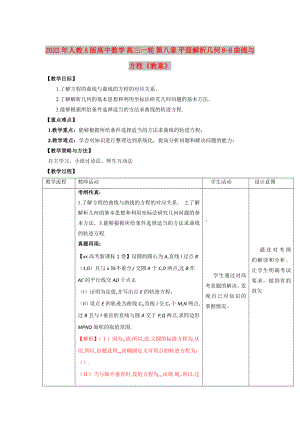 2022年人教A版高中數(shù)學(xué) 高三一輪 第八章 平面解析幾何 8-8 曲線與方程《教案》