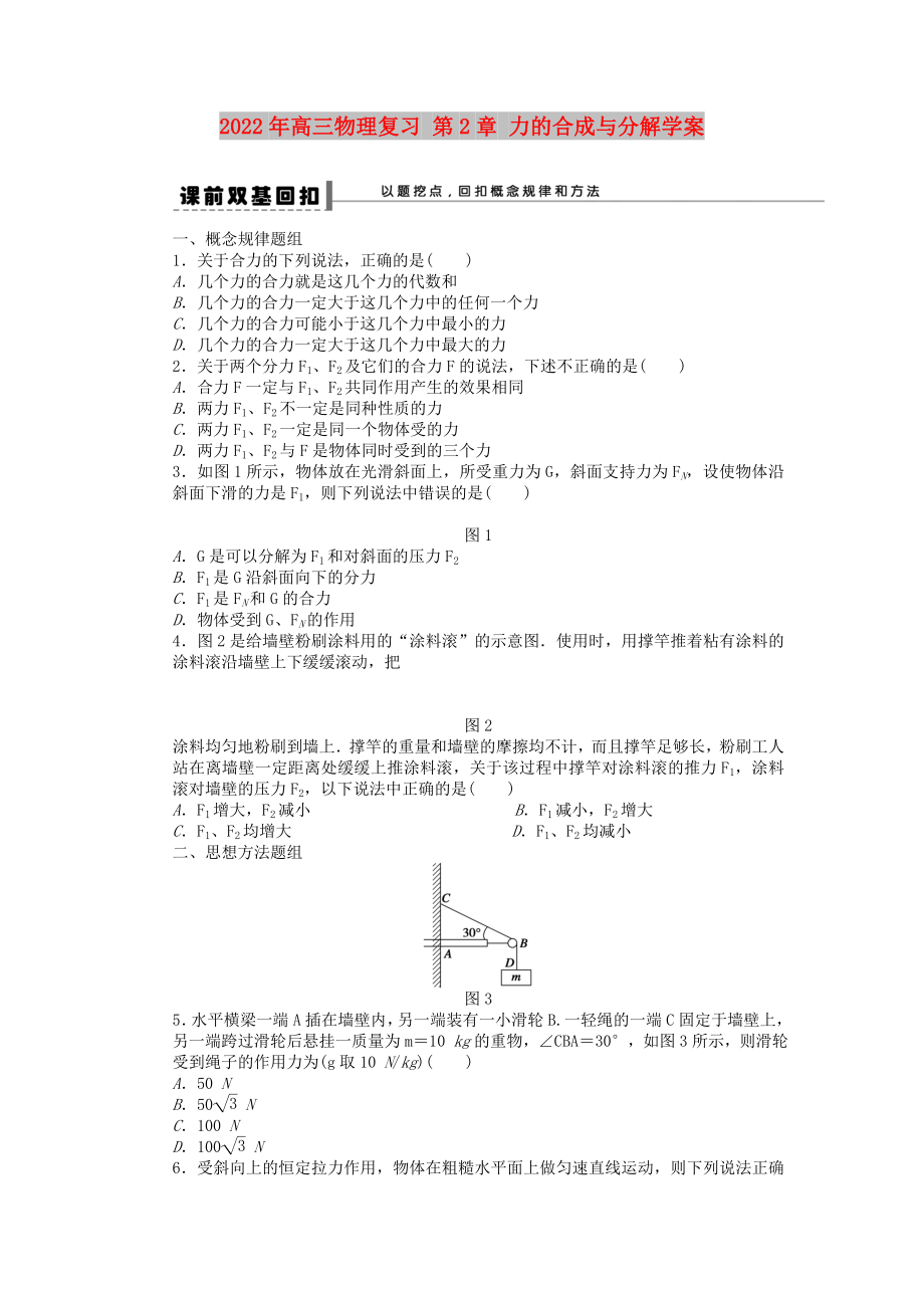 2022年高三物理復(fù)習(xí) 第2章 力的合成與分解學(xué)案_第1頁