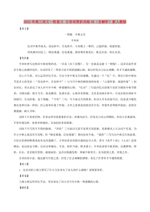 2022年高三語文一輪復習 古詩詞賞析訓練05（含解析）新人教版