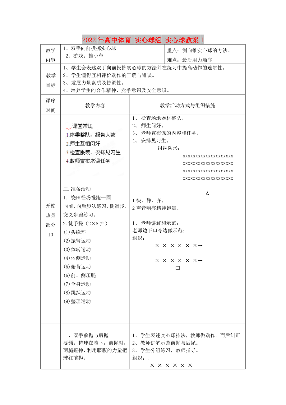 2022年高中體育 實(shí)心球組 實(shí)心球教案1_第1頁