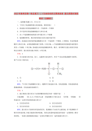 2022年高考生物一輪總復(fù)習(xí) 1.3生命活動的主要承擔(dān)者 蛋白質(zhì)限時規(guī)范特訓(xùn)（含解析）