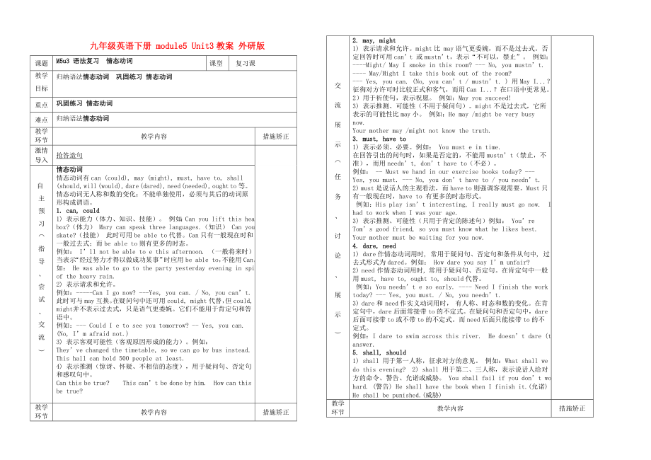 九年級英語下冊 module5 Unit3教案 外研版_第1頁