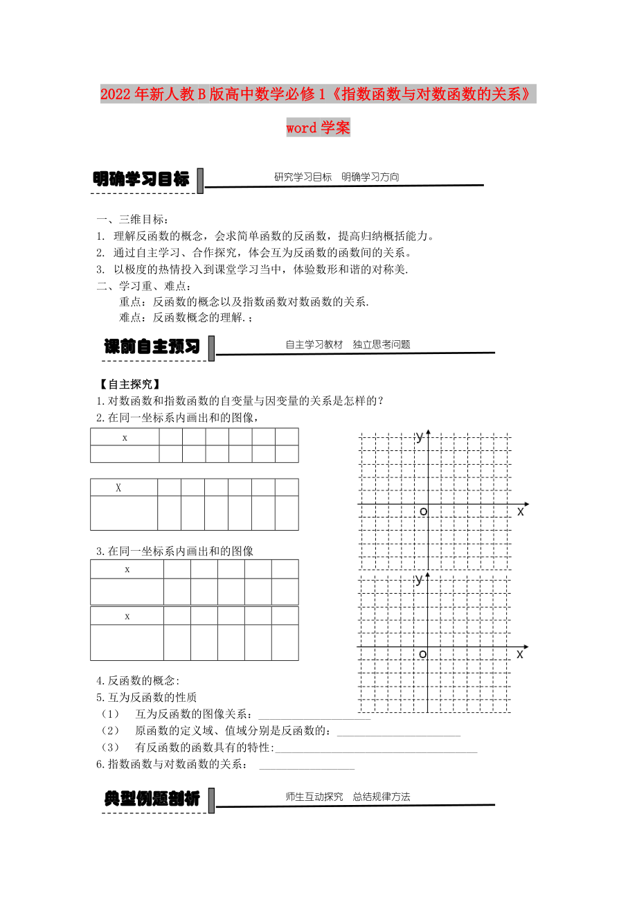 2022年新人教B版高中數(shù)學(xué)必修1《指數(shù)函數(shù)與對(duì)數(shù)函數(shù)的關(guān)系》word學(xué)案_第1頁(yè)