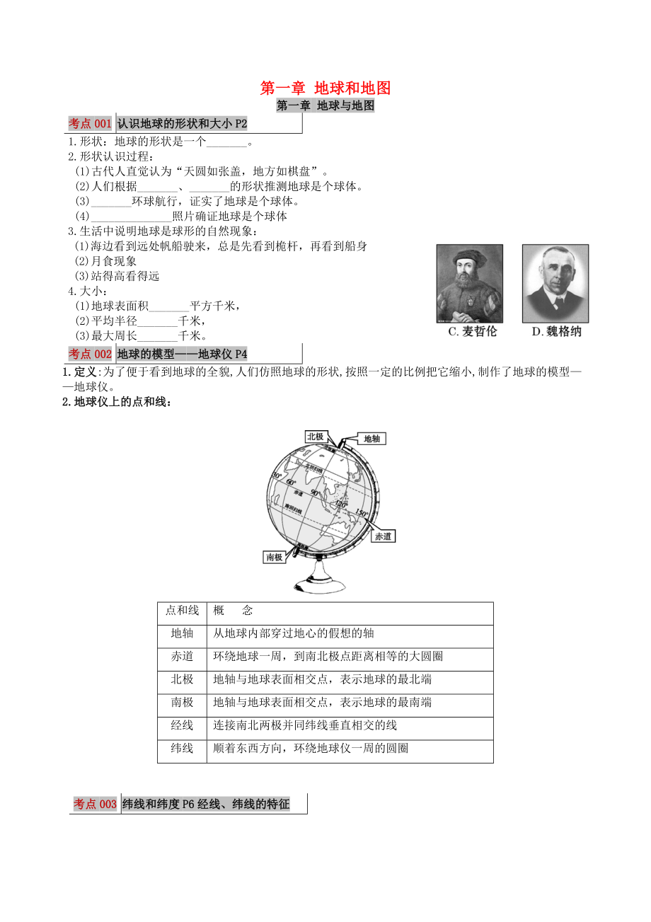 2020年中考地理 考點圖文解讀（七上 第一章 地球和地圖）素材 新人教版_第1頁