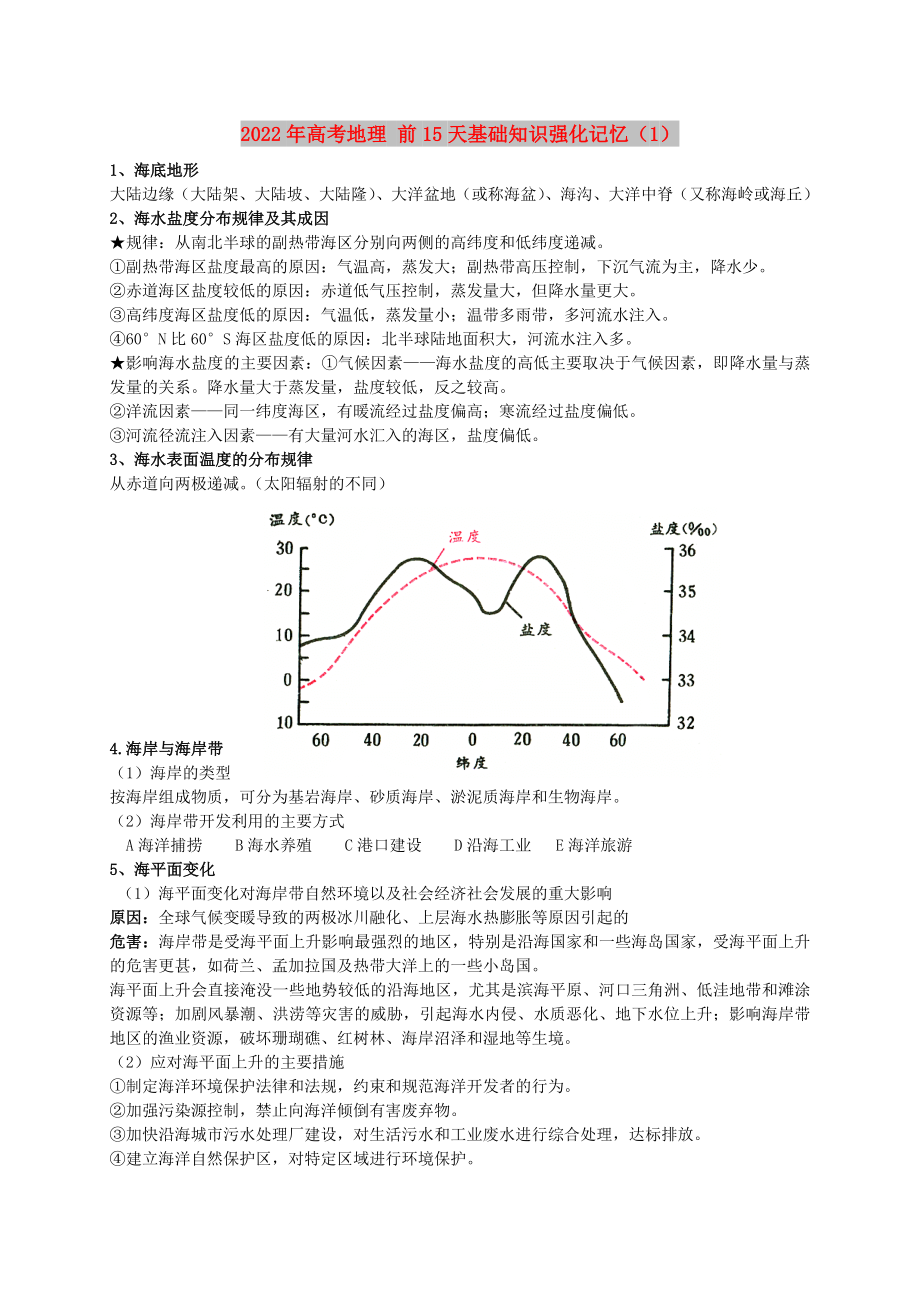 2022年高考地理 前15天基礎(chǔ)知識強化記憶（1）_第1頁