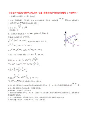 山東省齊河縣高考數(shù)學(xué)三輪沖刺 專題 圓錐曲線中的綜合問題練習(xí)（含解析）