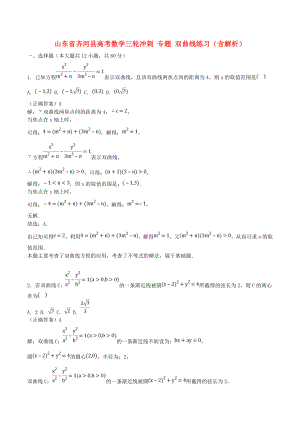 山東省齊河縣高考數(shù)學三輪沖刺 專題 雙曲線練習（含解析）