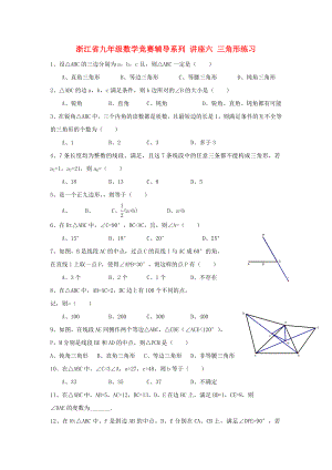 浙江省九年級數(shù)學競賽輔導系列 講座六 三角形練習