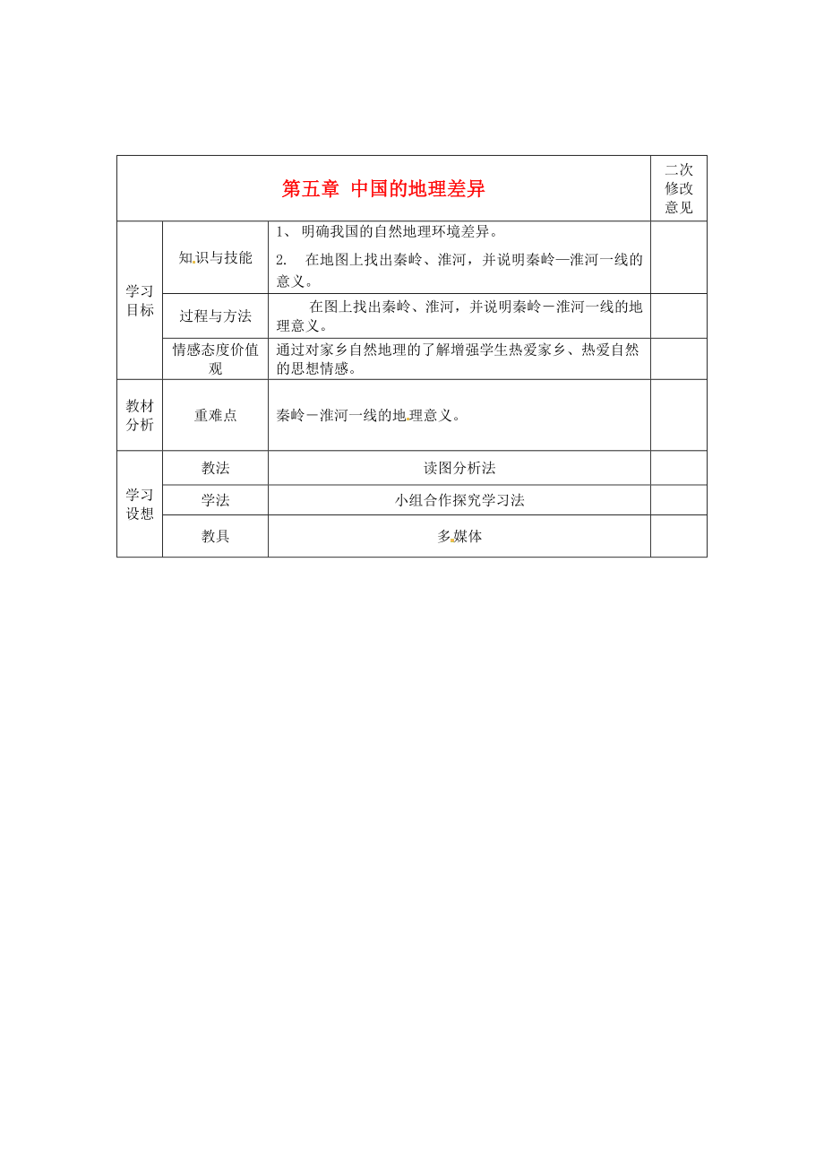 甘肅省寧縣第五中學(xué)八年級地理下冊《第五章 中國的地理差異》導(dǎo)學(xué)案1（無答案）（新版）新人教版_第1頁