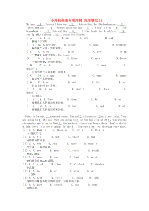 小升初英語專項沖刺 完形填空17