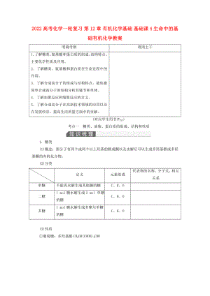 2022高考化學(xué)一輪復(fù)習(xí) 第12章 有機化學(xué)基礎(chǔ) 基礎(chǔ)課4 生命中的基礎(chǔ)有機化學(xué)教案