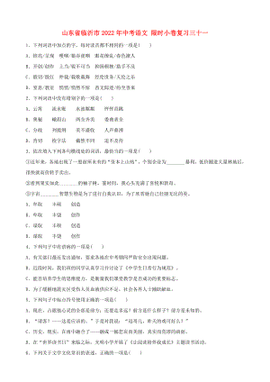 山東省臨沂市2022年中考語文 限時小卷復(fù)習(xí)三十一