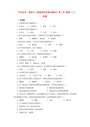 中考化學(xué)一輪復(fù)習(xí)《基礎(chǔ)理論和基本概念》第5講 溶液（上）檢測
