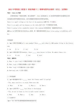 2022中考英語二輪復(fù)習(xí) 語法突破十二 特殊句型考點剖析（講義五四制）