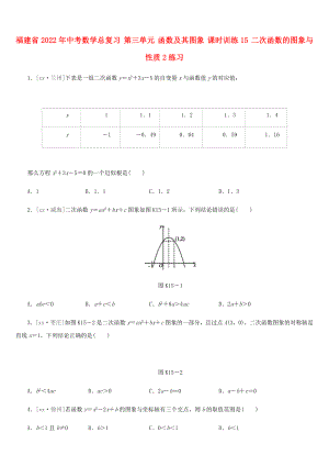 福建省2022年中考數(shù)學(xué)總復(fù)習(xí) 第三單元 函數(shù)及其圖象 課時訓(xùn)練15 二次函數(shù)的圖象與性質(zhì)2練習(xí)