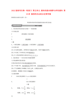 2022屆高考生物一輪復(fù)習(xí) 第五單元 遺傳的基本規(guī)律與伴性遺傳 第16講 基因的自由組合定律學(xué)案