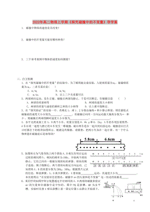 2022年高二物理上學(xué)期《探究碰撞中的不變量》導(dǎo)學(xué)案