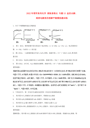 2022年領(lǐng)軍高考化學(xué) 清除易錯點 專題15 鹽的水解、難溶電解質(zhì)的溶解平衡模擬題訓(xùn)練