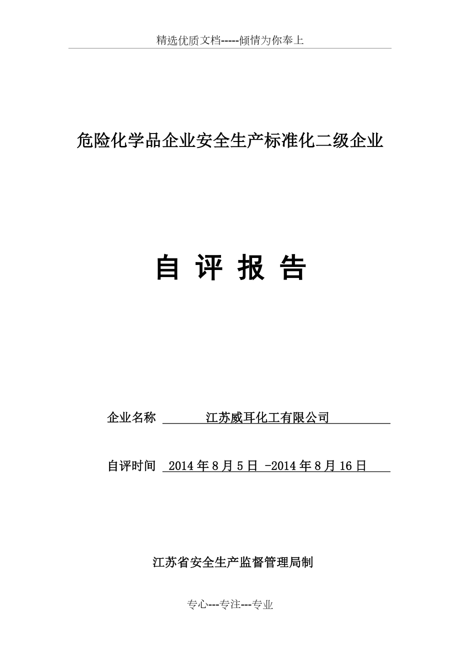 江苏省危险化学品企业标准化二级自评报告_第1页