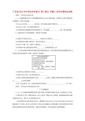 廣東省2022年中考化學(xué)總復(fù)習(xí) 第2部分 專題5 化學(xué)計算優(yōu)化訓(xùn)練