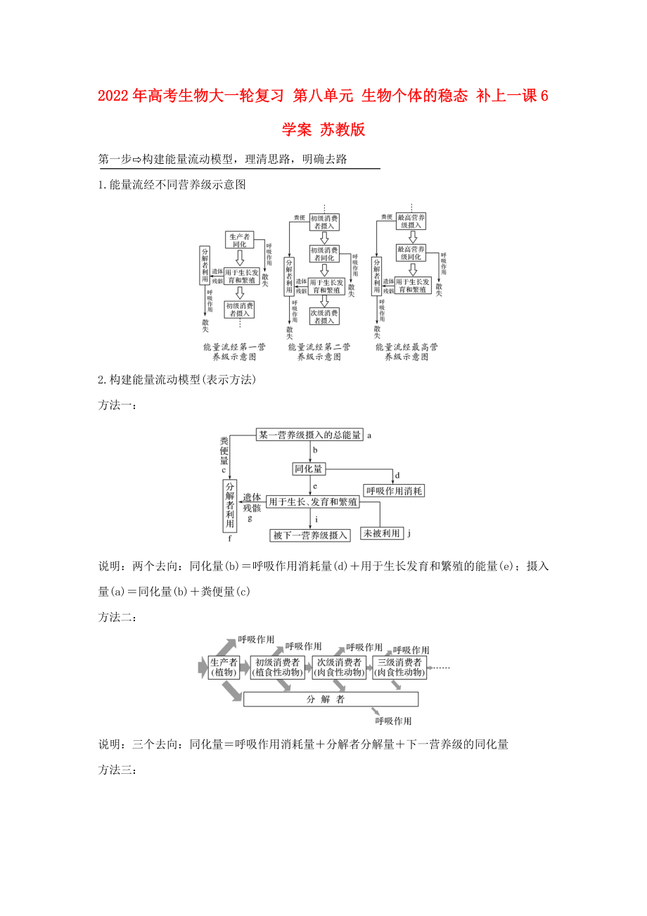 2022年高考生物大一輪復(fù)習(xí) 第八單元 生物個(gè)體的穩(wěn)態(tài) 補(bǔ)上一課6學(xué)案 蘇教版_第1頁(yè)