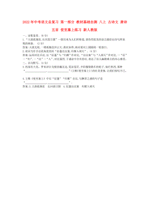 2022年中考語(yǔ)文總復(fù)習(xí) 第一部分 教材基礎(chǔ)自測(cè) 八上 古詩(shī)文 唐詩(shī)五首 使至塞上練習(xí) 新人教版