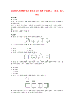 2022屆九年級(jí)數(shù)學(xué)下冊(cè) 自主復(fù)習(xí)21 投影與視圖練習(xí) （新版）新人教版