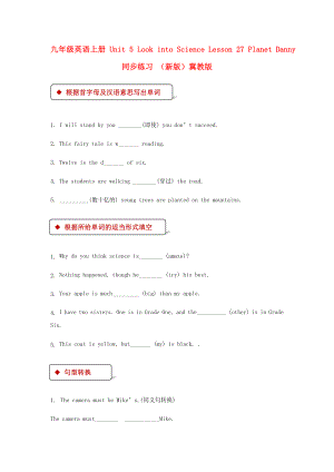 九年級英語上冊 Unit 5 Look into Science Lesson 27 Planet Danny同步練習(xí) （新版）冀教版