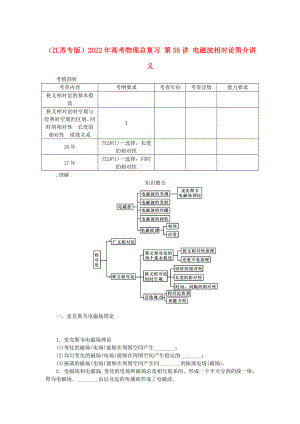 （江蘇專版）2022年高考物理總復習 第58講 電磁波相對論簡介講義