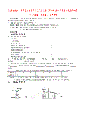 江蘇省揚州市教育學(xué)院附中九年級化學(xué)上冊《第一章 第一節(jié) 化學(xué)給我們帶來什么》導(dǎo)學(xué)案（無答案） 新人教版