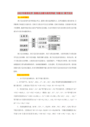 2022年高考化學(xué) 易錯點(diǎn)點(diǎn)睛與高考突破 專題02 離子反應(yīng)