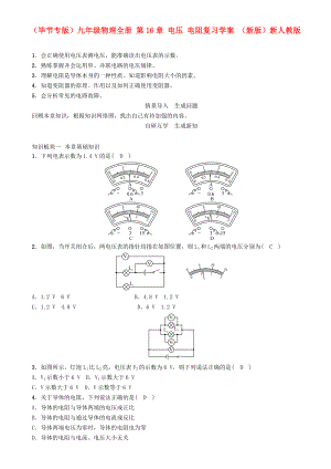 （畢節(jié)專版）九年級(jí)物理全冊(cè) 第16章 電壓 電阻復(fù)習(xí)學(xué)案 （新版）新人教版