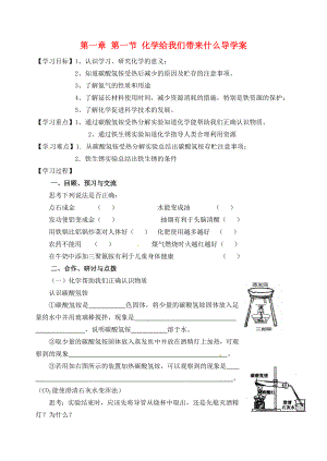 江蘇省高郵市車邏初級(jí)中學(xué)九年級(jí)化學(xué)全冊 第一章 第一節(jié) 化學(xué)給我們帶來什么導(dǎo)學(xué)案（無答案） 滬教版