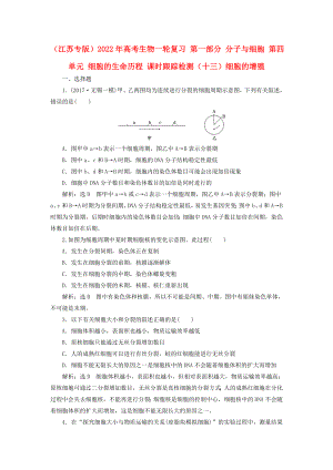 （江蘇專版）2022年高考生物一輪復(fù)習(xí) 第一部分 分子與細(xì)胞 第四單元 細(xì)胞的生命歷程 課時(shí)跟蹤檢測(cè)（十三）細(xì)胞的增殖