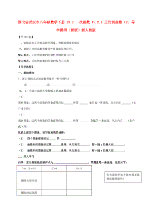 湖北省武汉市八年级数学下册 19.2 一次函数 19.2.1 正比例函数（2）导学提纲（新版）新人教版