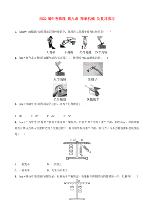 2022屆中考物理 第九章 簡(jiǎn)單機(jī)械 功復(fù)習(xí)練習(xí)