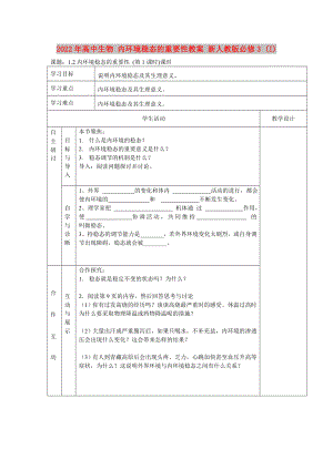 2022年高中生物 內(nèi)環(huán)境穩(wěn)態(tài)的重要性教案 新人教版必修3 (I)