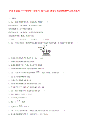 河北省2022年中考化學(xué)一輪復(fù)習(xí) 第十二講 質(zhì)量守恒定律和化學(xué)方程式練習(xí)