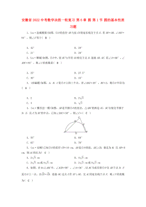 安徽省2022中考數(shù)學(xué)決勝一輪復(fù)習(xí) 第6章 圓 第1節(jié) 圓的基本性質(zhì)習(xí)題